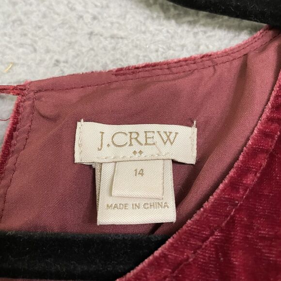 J. Crew Sleeveless Deep Red Velvet Peplum Top Sleeveless Tank Size 14 Christmas - Picture 3 of 9